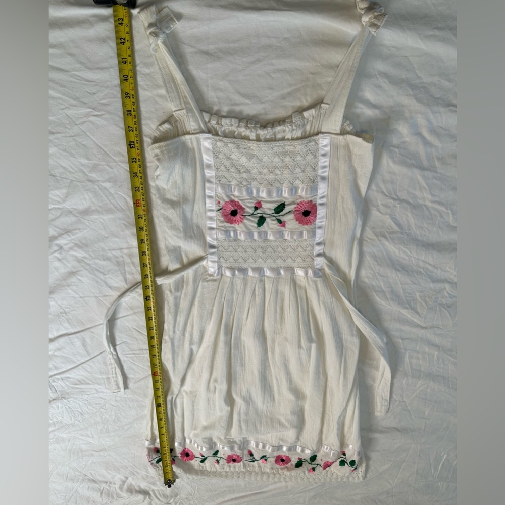 Cottagecore Midi Dress White Embroidered Boho Floral Eyelet Woven Size Small - Picture 8 of 11